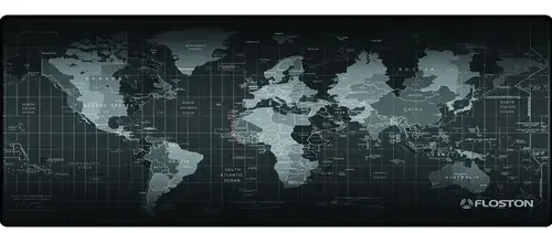 Mouse Pad Floston WORLD, 900 x 400 x 3mm, baza cauciucata, suprafata textila, margini cusute (Negru)