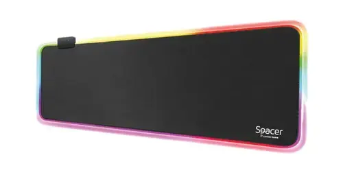 Mouse Pad Gaming RGB Spacer, cauciuc si material textil (Negru)