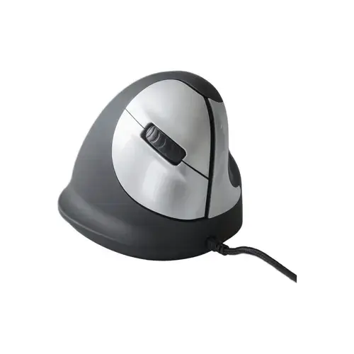 Mouse R-GO Tools RGOHE, Optic, Usb, cu fir, 3500 DPI, 4 butoane, Negru-Argintiu