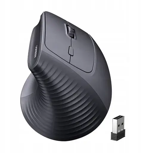 Mouse Wireless Vertical Ugreen UGR5727, 2.4GHz/Bluetooth, 1000-4000 DPI, 5 butoane (Negru)