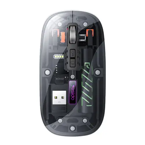 Mouse Yesido KB29, Wireless 2.4 Ghz, Bluetooth, 1600DPI (Transparent/Negru)