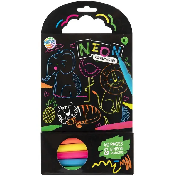 Moxy Carte de colorat cu carioci neon - Animalute
