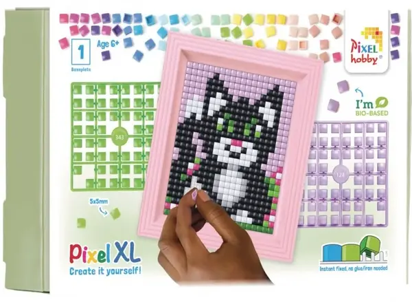 Mozaic cu ramă și pixeli Pixelhobby - Pisică neagră, XL