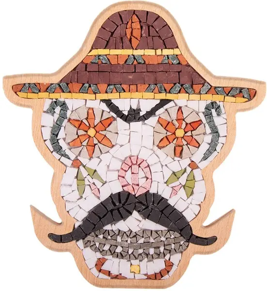 Mozaic de piatră Neptune Mosaic - Craniu mexican, cu mustață
