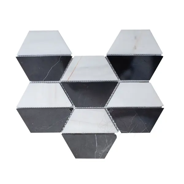 Mozaic Marmura Black&White Hexagon Polisata, 20.2 x 28.6 cm