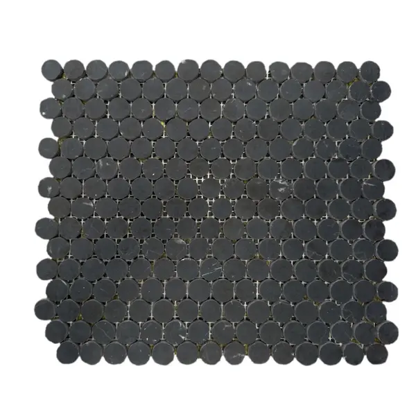 Mozaic Marmura Nero Marquina Penny Polisata, 30.5 x 28 cm