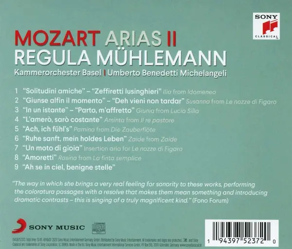 Mozart Arias II | Wolfgang Amadeus Mozart, Regula Muhlemann, Kammerorchester Basel