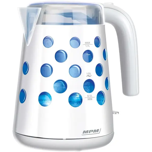 MPM Fierbator electric MPM, 1,7 L, Fara BPA, Control al temperaturii, Iluminare, 2200 W, Alb