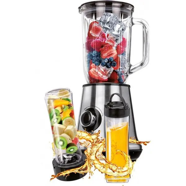 MPM MPM Blender MPM MBL-15M, inox Putere: 450 W Numar trepte de viteza: 2+pulsatii Vas sticla 1 L + 2 vase de 600 ml