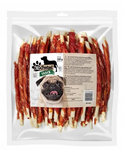 MR. PRETZEL Batoane învelite în carne de rață recompensă pentru câini 500 g