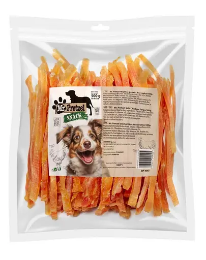 MR. PRETZEL Fâșii moi din pui gustări pentru câini 500 g