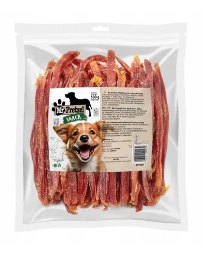 MR. PRETZEL Fâșii moi din rață gustări pentru câini 500 g