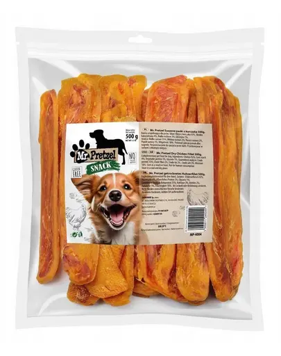 MR. PRETZEL Fâșii uscate de pui gustări pentru câini 500 g