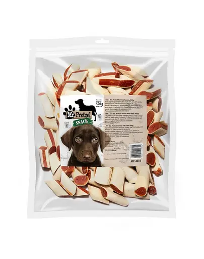 MR. PRETZEL Penne cu rață gustare pentru câini 500 g