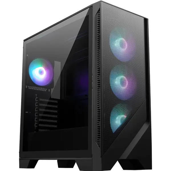 MSI Carcasa PC MSI MAG FORGE 320R AIRFLOW, Fara sursa, Middle Tower, ATX, RTX 40 GPU, ventilatoare ARGB, Filtre de praf magnetice, sticla securizata, Negru