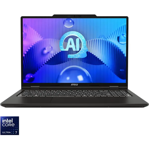 MSI Laptop Gaming MSI Venture 16 AI A1MG, Display 16'' 2K (2048x1280), OLED, Procesor Intel® Core™ Ultra 7 155H, Memorie RAM 16GB DDR5, Capacitate de stocare 512GB SSD, Placa video integrata Intel Arc, Free DOS, Gri (INT Keyboard)