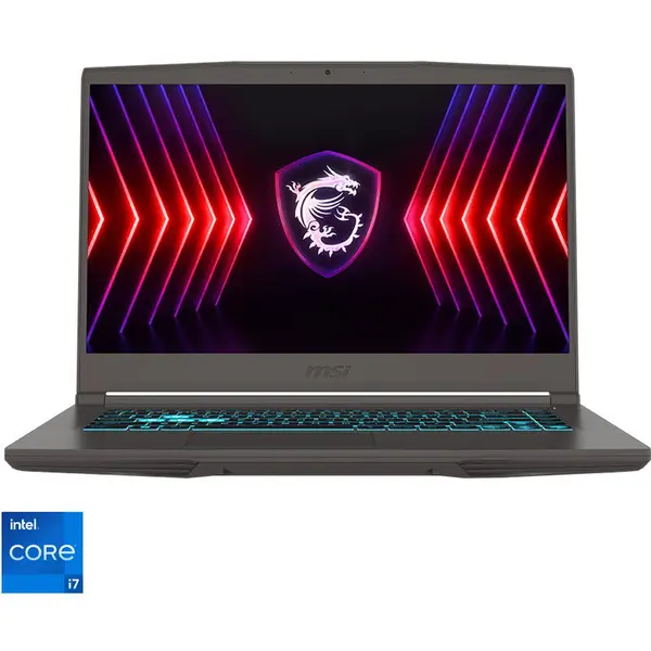 MSI Laptop pentru gaming MSI Thin 15 B13VE-1470XRO, Display 15.6'' FHD 1920x1080, Procesor Intel® Core™ i7-13620H, Memorie RAM 16GB DDR4, Capacitate de stocare 512GB SSD, Placa video dedicata GeForce RTX 4050 6GB, Free DOS, Gri (INT Keyboard)
