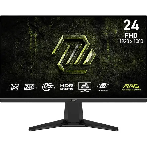 MSI Monitor Gaming MSI MAG 245F X24, 23.8 inch, Ful HD, Rapid IPS, 240Hz, 0.5ms, AMD FreeSync™ Premium, HDR Ready, AI Crosshair, AI Vision, Eye Care, 2x HDMI, DisplayPort, Negru
