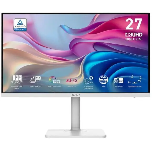 MSI Monitor IPS LED MSI 27 Modern MD272UPHW, UHD (3840 x 2160), HDMI, DisplayPort, Boxe, Pivot, Alb