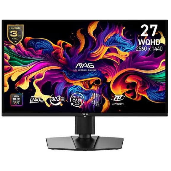 MSI Monitor LED MSI MAG 274QP QD-OLED X24, 26.5 inch, QHD, QD-OLED, 0.03 ms, 300 Hz