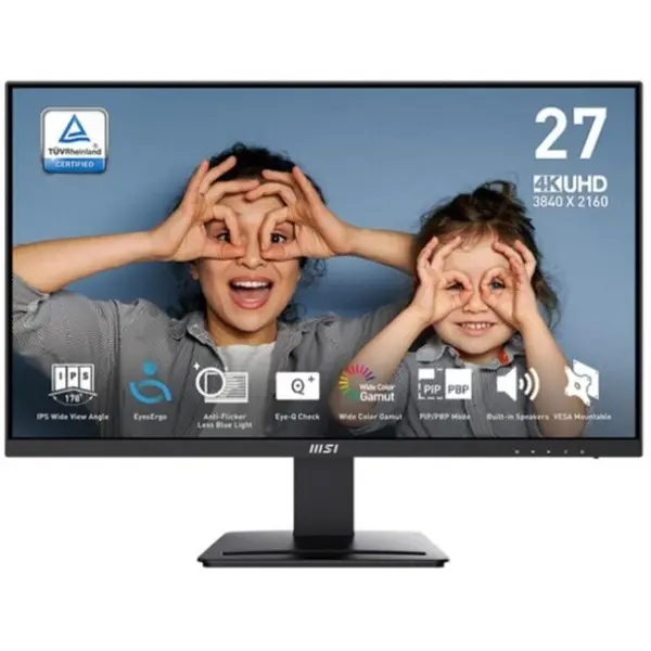 MSI Monitor MSI PRO MP273U, 27, IPS, 4K UHD, 4 ms, 60 Hz, Negru