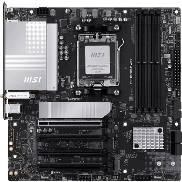 MSI Placa de baza MSI PRO B850M-P WIFI, AMD B850, Socket AM5, micro ATX, Negru