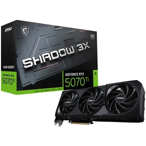 MSI Placa video MSI GeForce RTX 5070 TI 16GB SHADOW 3X OC, 256-bit, GDDR7
