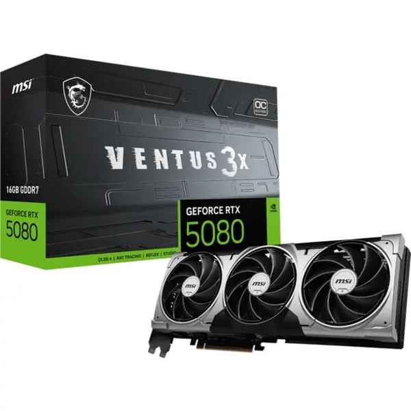 MSI Placa video MSI GeForce RTX™ 5080 VENTUS 3X OC, 16GB, GDDR7, 256-bit