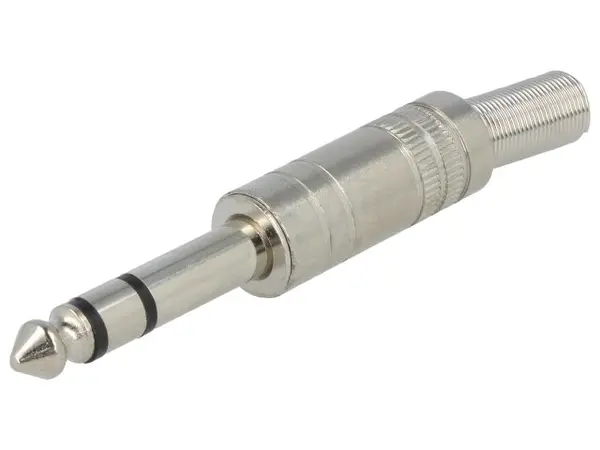 Mufă Jack 6,3mm tată stereo cu manşon drept pe cablu lipire