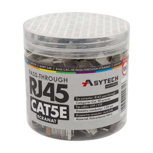 Mufa RJ-45 FTP Cat.5e EZ Passthrough, ecranata (100 buc) RJ45M-CAT5-EZ-JAR