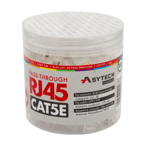 Mufa RJ-45 UTP Cat.5e EZ Passthrough, 50u (100 buc) RJ45-CAT5E-EZ-50U-JAR