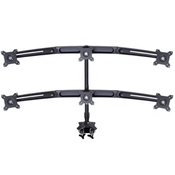 Multibrackets Suport pentru 6 monitoare /LCD birou Multibrackets,15-24, negru, cu clema prindere pe birou