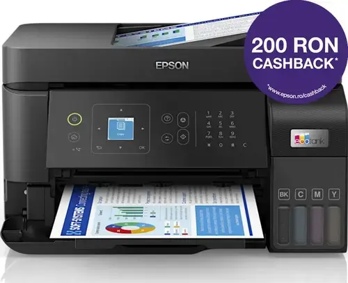 Multifunctional Epson L5590, InkJet CISS, A4, Retea, Wireless, Fax, ADF (Negru)