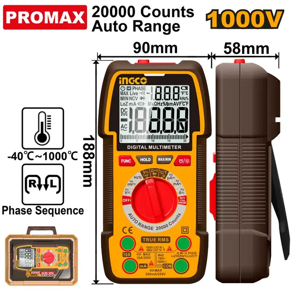 Multimetru Digital 1000V 20000 Puncte INGCO DM410003