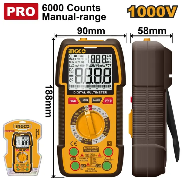 Multimetru Digital 1000V Industrial 6000 Puncte INGCO DM310002