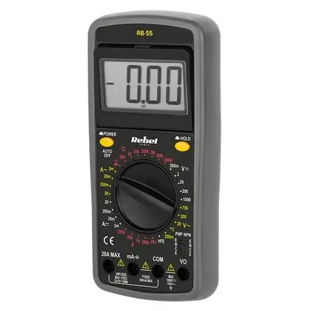 Multimetru digital universal Rebel MIE-RB-55, interval tensiune 200mV- 1000V, alimentare cu baterie 9V
