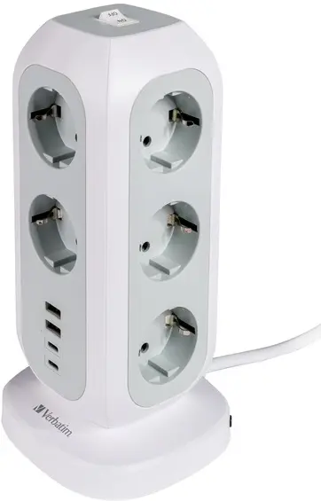 Multiplicator Verbatim - EUPT-01 EU Power Tower, 11 prize, 4x USB, alb