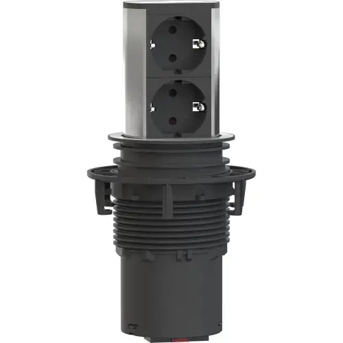 Multipriza incorporabila Bachmann Elevator 2xSchuko, 2 prize, cordon 2 m + fisa Schuko montabila, Negru