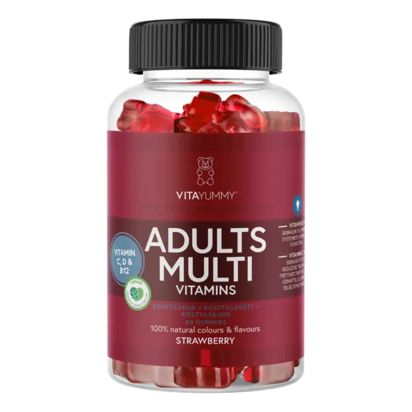 Multivitamine pentru adulti cu aroma de capsuni, 60 jeleuri, Vitayummy