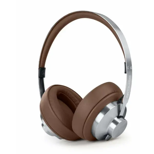 MUSE Muse M-298 SBR Bluetooth Stereo Headphones With ANC, Brown/Silver