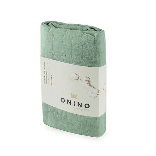 Muselina multifunctionala din bumbac 100% organic ONINO HUG.me Serene Green, 120 x 120 cm, certificata GOTS