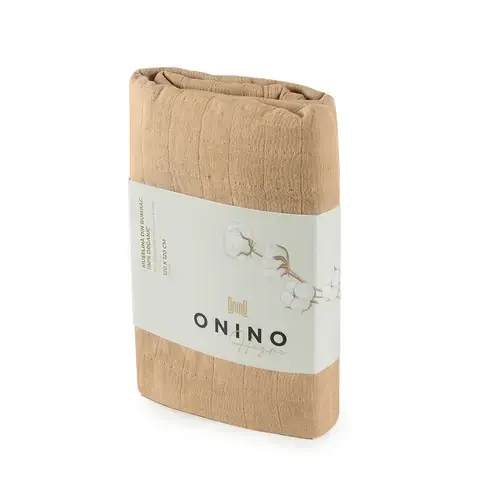 Muselina multifunctionala din bumbac 100% organic ONINO HUG.me Oatmeal Beige, 120 x 120 cm, certificata GOTS
