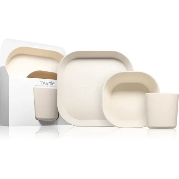 Mushie Dinnerware Set serviciu de masă pentru copii pentru copii 6m+ Ivory 3 buc
