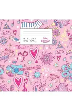 Music Manuscript Book: Girls Musical Instruments, Large Kids Stave Paper - Young Dreamers Press