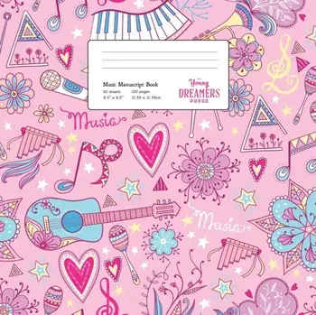 Music Manuscript Book: Girls Musical Instruments, Large Kids Stave Paper, Paperback/Young Dreamers Press