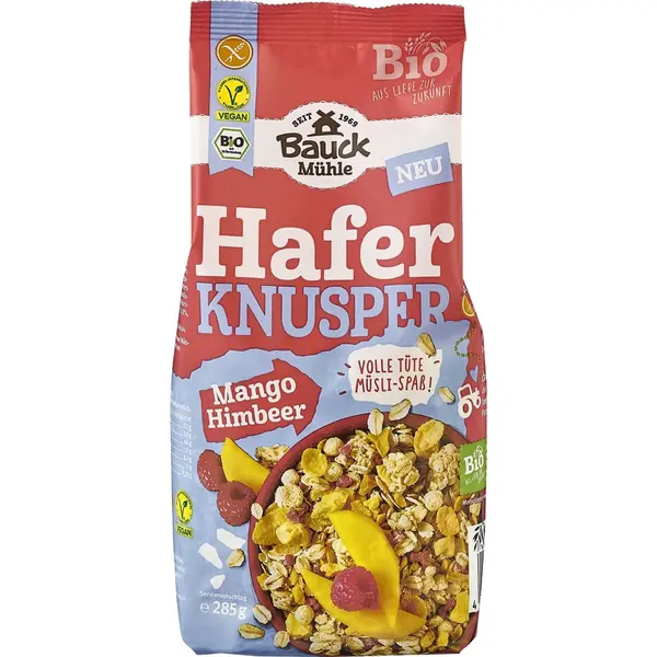 Musli crocant cu ovaz mango si zmeura fara gluten, eco - 285 g