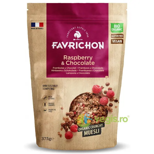 Musli Crocant cu Zmeura si Ciocolata fara Gluten Ecologic/Bio 375g