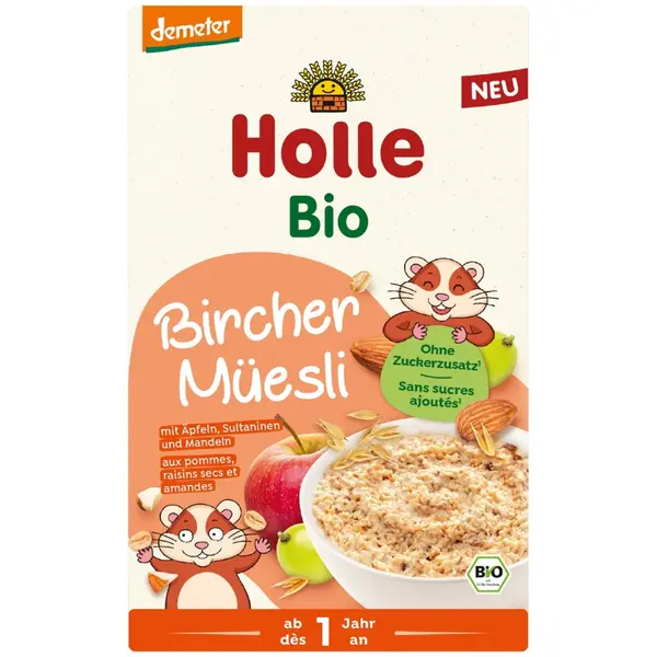 Musli integral Bircher cu mere stafide si migdale pentru copii 1 an, eco - 200 g