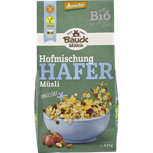 Musli neindulcit cu ovaz stafide si alune fara gluten demeter, eco - 425 g