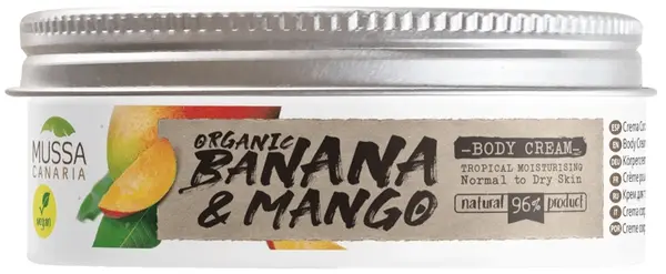 Mussa Canaria Cremă de corp, cu banane organice și mango din Insulele Canare, 70 ml